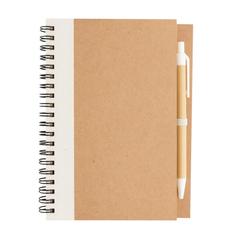 Vue Cahier à spirales kraft avec stylo de couleur blanc| Krokrodeal