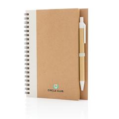 Vue Cahier à spirales kraft avec stylo de couleur blanc| Krokrodeal