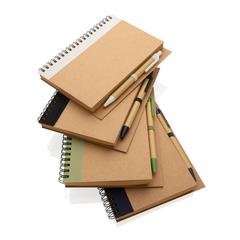 Vue Cahier à spirales kraft avec stylo de couleur blanc| Krokrodeal