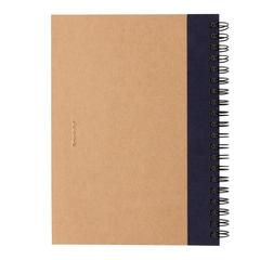 Vue Cahier à spirales kraft avec stylo de couleur bleu| Krokrodeal