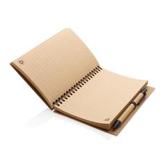 Vue Cahier à spirales kraft avec stylo de couleur bleu| Krokrodeal