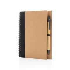 Vue Cahier à spirales kraft avec stylo de couleur noir| Krokrodeal