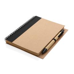 Vue Cahier à spirales kraft avec stylo de couleur noir| Krokrodeal