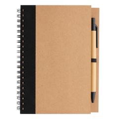 Vue Cahier à spirales kraft avec stylo de couleur noir| Krokrodeal