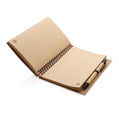 Vue Cahier à spirales kraft avec stylo de couleur noir| Krokrodeal
