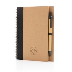 Vue Cahier à spirales kraft avec stylo de couleur noir| Krokrodeal