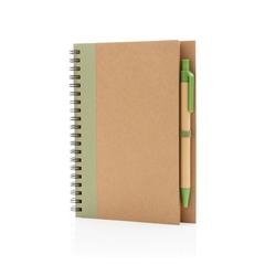 Vue Cahier à spirales kraft avec stylo de couleur vert| Krokrodeal