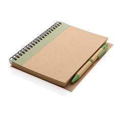 Vue Cahier à spirales kraft avec stylo de couleur vert| Krokrodeal