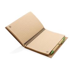 Vue Cahier à spirales kraft avec stylo de couleur vert| Krokrodeal