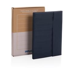 Vue Carnet de notes A5 avec fermeture magnétique Impact Aware™ de couleur bleu| Krokrodeal