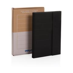 Vue Carnet de notes A5 avec fermeture magnétique Impact Aware™ de couleur noir| Krokrodeal