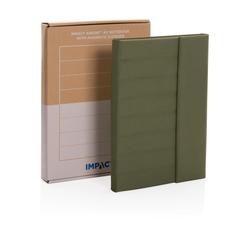 Vue Carnet de notes A5 avec fermeture magnétique Impact Aware™ de couleur vert| Krokrodeal