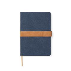 Vue VINGA Carnet de notes en toile recyclée RCS Bosler de couleur bleu| Krokrodeal