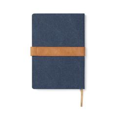 Vue VINGA Carnet de notes en toile recyclée RCS Bosler de couleur bleu| Krokrodeal