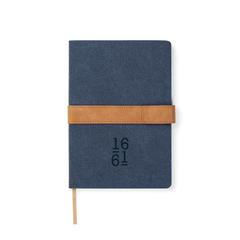 Vue VINGA Carnet de notes en toile recyclée RCS Bosler de couleur bleu| Krokrodeal