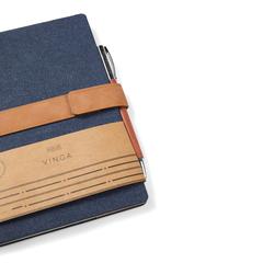 Vue VINGA Carnet de notes en toile recyclée RCS Bosler de couleur bleu| Krokrodeal