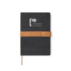 Vue VINGA Carnet de notes en toile recyclée RCS Bosler de couleur noir| Krokrodeal