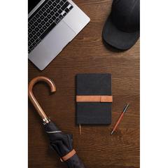 Vue VINGA Carnet de notes en toile recyclée RCS Bosler de couleur noir| Krokrodeal