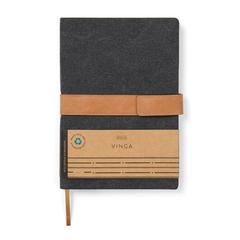 Vue VINGA Carnet de notes en toile recyclée RCS Bosler de couleur noir| Krokrodeal