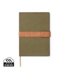 Vue VINGA Carnet de notes en toile recyclée RCS Bosler de couleur vert| Krokrodeal