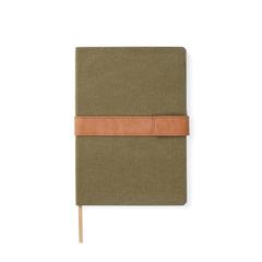 Vue VINGA Carnet de notes en toile recyclée RCS Bosler de couleur vert| Krokrodeal
