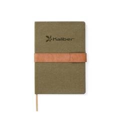 Vue VINGA Carnet de notes en toile recyclée RCS Bosler de couleur vert| Krokrodeal
