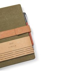 Vue VINGA Carnet de notes en toile recyclée RCS Bosler de couleur vert| Krokrodeal
