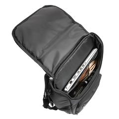 Vue Sac à dos ordinateur Swiss Peak Voyager en rPET AWARE™ de couleur noir| Krokrodeal