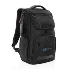 Vue Sac à dos ordinateur Swiss Peak Voyager en rPET AWARE™ de couleur noir| Krokrodeal