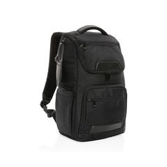 Vue Sac à dos ordinateur Swiss Peak Voyager en rPET AWARE™ de couleur noir| Krokrodeal