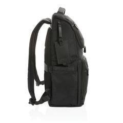 Vue Sac à dos ordinateur Swiss Peak Voyager en rPET AWARE™ de couleur noir| Krokrodeal