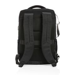Vue Sac à dos ordinateur Swiss Peak Voyager en rPET AWARE™ de couleur noir| Krokrodeal