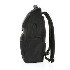 Vue Sac à dos ordinateur Swiss Peak Voyager en rPET AWARE™ de couleur noir| Krokrodeal