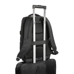 Vue Sac à dos ordinateur Swiss Peak Voyager en rPET AWARE™ de couleur noir| Krokrodeal