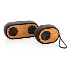 Vue Double enceinte Bamboo X de couleur marron| Krokrodeal