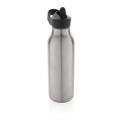 Vue Bouteille d'eau 500ml fliptop en acier RCS Avira Ara de couleur gris| Krokrodeal