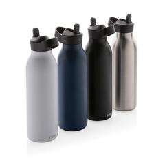 Vue Bouteille d'eau 500ml fliptop en acier RCS Avira Ara de couleur gris| Krokrodeal