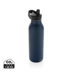 Vue Bouteille d'eau 500ml fliptop en acier RCS Avira Ara de couleur bleu| Krokrodeal