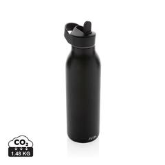 Vue Bouteille d'eau 500ml fliptop en acier RCS Avira Ara de couleur noir| Krokrodeal