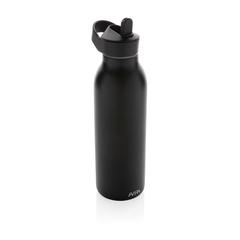 Vue Bouteille d'eau 500ml fliptop en acier RCS Avira Ara de couleur noir| Krokrodeal