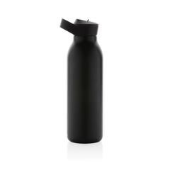 Vue Bouteille d'eau 500ml fliptop en acier RCS Avira Ara de couleur noir| Krokrodeal
