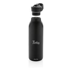 Vue Bouteille d'eau 500ml fliptop en acier RCS Avira Ara de couleur noir| Krokrodeal