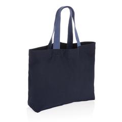 Vue Grand sac tote en toile 240 g/m² recyclée non teintée Aware™ de couleur bleu| Krokrodeal
