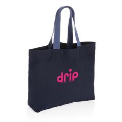 Vue Grand sac tote en toile 240 g/m² recyclée non teintée Aware™ de couleur bleu| Krokrodeal