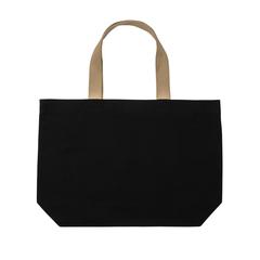 Vue Grand sac tote en toile 240 g/m² recyclée non teintée Aware™ de couleur noir| Krokrodeal