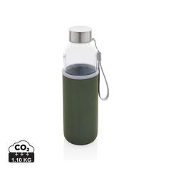 Vue Bouteille en verre avec housse en néoprène de couleur vert| Krokrodeal