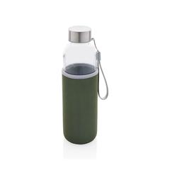Vue Bouteille en verre avec housse en néoprène de couleur vert| Krokrodeal