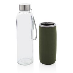 Vue Bouteille en verre avec housse en néoprène de couleur vert| Krokrodeal