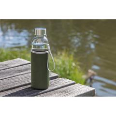 Vue Bouteille en verre avec housse en néoprène de couleur vert| Krokrodeal