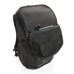 Vue Sac à dos Swiss Peak en rPET AWARE™ de couleur noir| Krokrodeal
